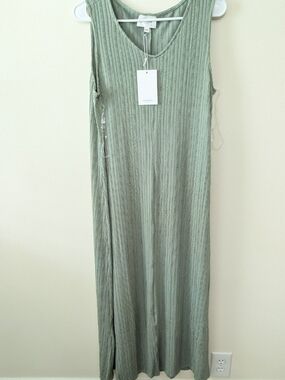 Andree By Unit Ribbed Tank Maxi Dress - Sage Green-Various